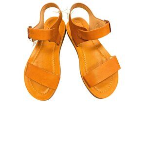 Girls Kamila Ankle Strap Size 2 Sandals By Cat & Jack Tan Faux Leather Adjustabl